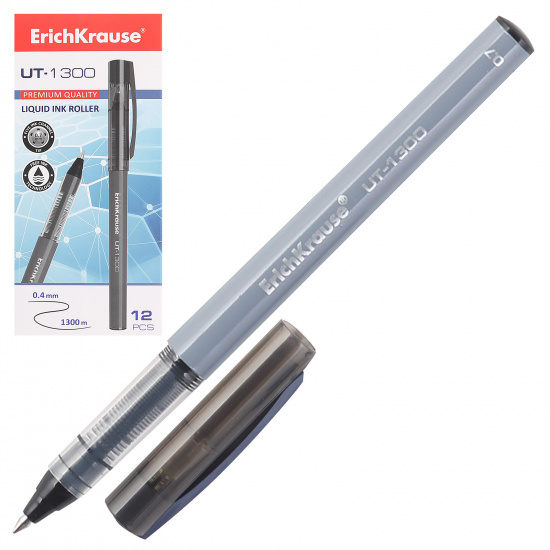 Ручка роллер пишущий узел 0,7 мм, одноразовая, цвет чернил черный Erich Krause 55385