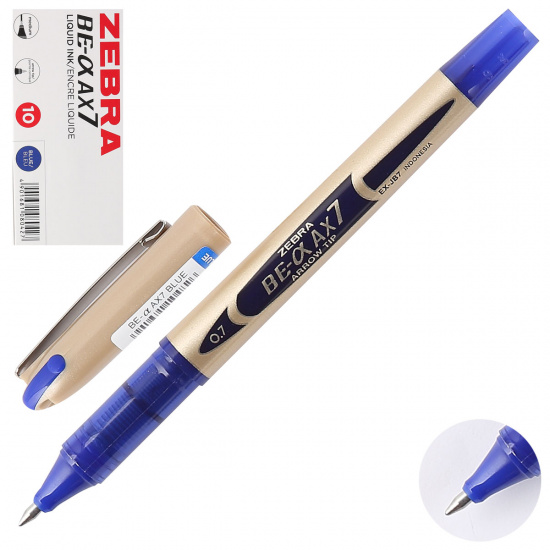 Ручка роллер пишущий узел 0,7 мм, одноразовая, цвет чернил синий ZEB-ROLLER DX7 Zebra 15992Z