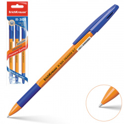 Набор шар ручек 1цв 3шт 0,7 оранж корп R-301 Orange Stick&Grip ЕК 42752 син блист/уп