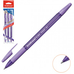 Набор шар ручек 1цв 3шт 0,7 тонир корп резин манжет R-301 Violet Stick&Grip ЕК 44595 фиол блист/уп