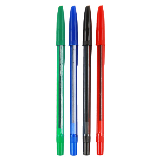 Набор шариковых ручек 4 цвета, 4 шт, 0,7 мм, синий, черный, красный, зеленый Стамм РШ-30420-4