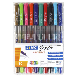 Набор шар ручек 10цв Linc Glycer 0,7 прозр корп 1300RF/10