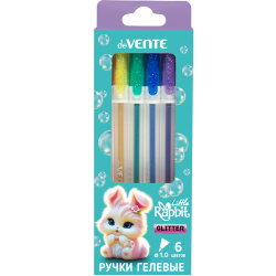 Набор гелевых ручек 6цв 6шт 1,0мм блестки прозрачно-матовый корпус deVENTE Little Rabbit 5051612 к/к