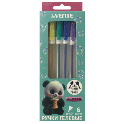 Набор гелевых ручек, 6 цветов, 6 шт, 1,0 мм, блестки, Yummy Panda, deVENTE, 5051536