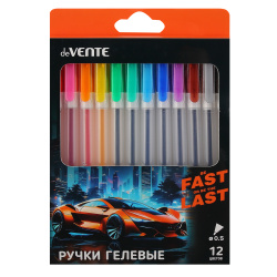 Набор гелевых ручек 12цв 12шт 0,5мм прозрачный корпус deVENTE Fast or Last 5051530 пласт/уп