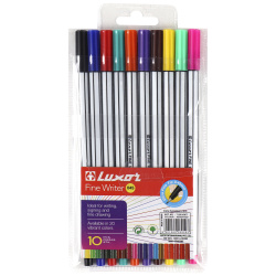 Набор капиллярных ручек 10 цветов, 10 шт, 0,8 мм, шестигранный Fine Writer Luxor 7120/10WT