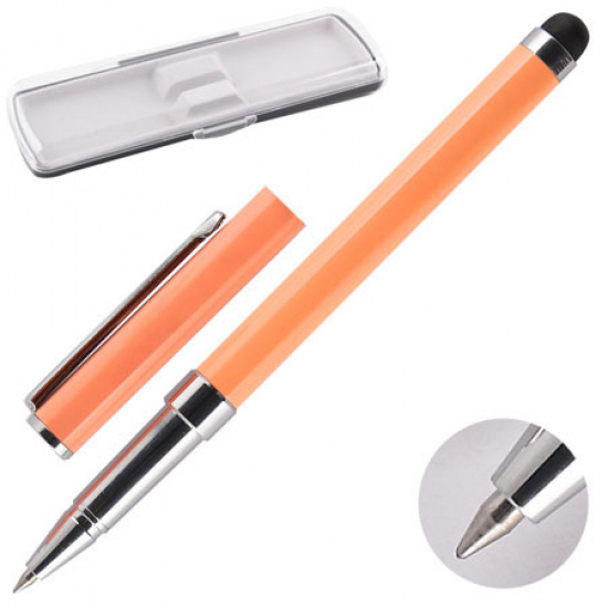 Ручка-стилус роллер подар колпачок корп хром оранж Y462_3_5/170382/Y465_4 син НИКА пласт/футляр