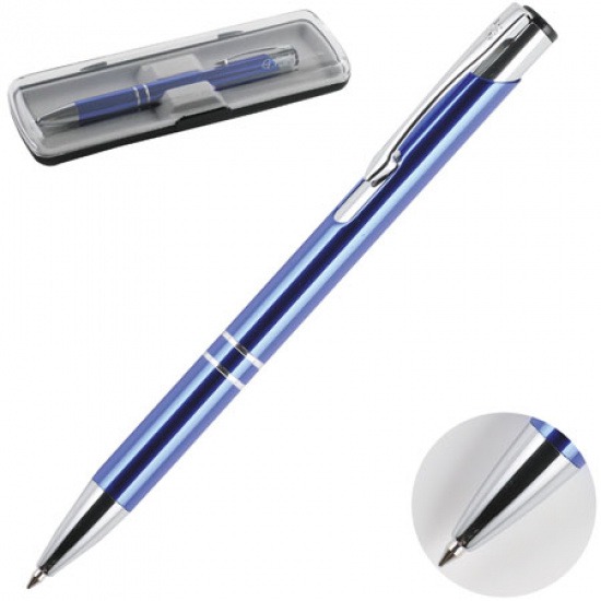 Ручка шариковая подарочная синий корпус нажимной механизм GF Signature 131 SBP131/B синяя пластиковый футляр