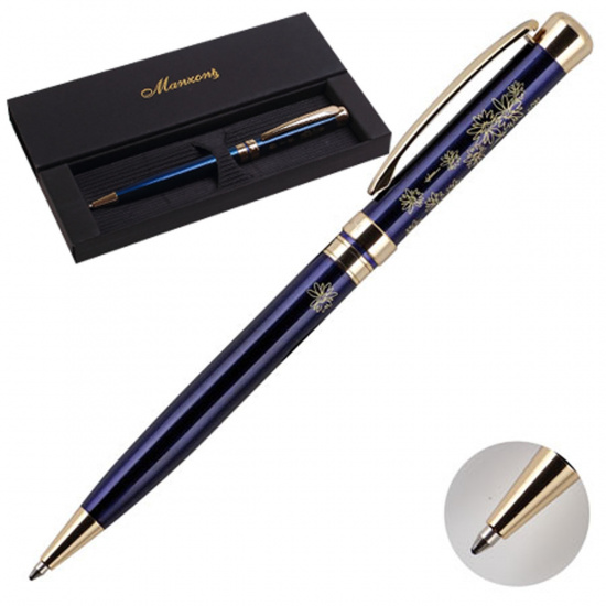 Ручка шариковая, подарочная, пишущий узел M (medium) 1мм, корпус круглый, цвет чернил синий Avellino Manzoni AVL1452-B