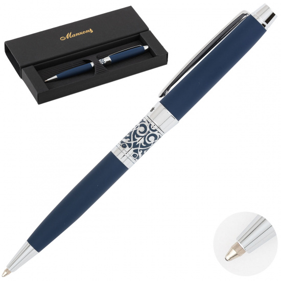 Ручка подарочная, шариковая, пишущий узел M (medium) 1 мм, корпус круглый, цвет чернил синий Venezia Manzoni VEN13TM-B