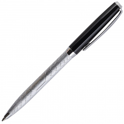 Ручка шариковая подарочная серебрянный корпус поворотный механизм Manzoni Chieti с орнаментом CHI3013-BM синяя к/з футляр