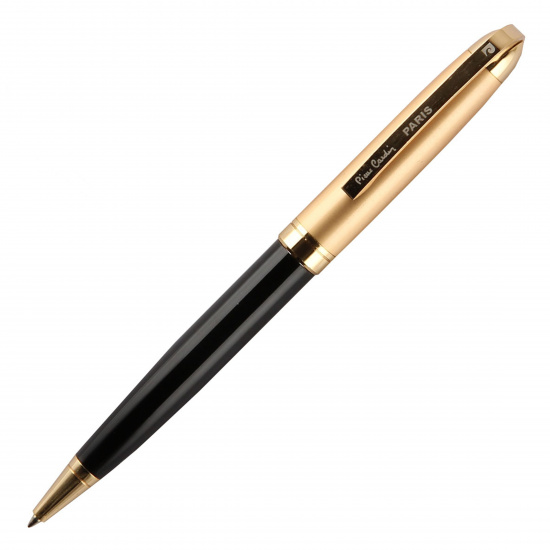 Ручка шариковая подарочная черный с золотой отделкой корпус поворотный механизм Pierre Cardin GAMME PC0833BP синяя картонный футляр