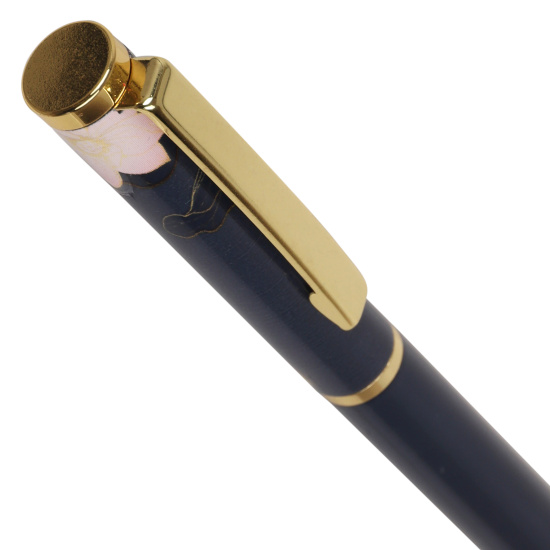 Ручка шариковая, пишущий узел F (fine) 0,7 мм, корпус круглый, цвет чернил синий Цветок лотоса на черном FIORENZO 232016