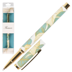 Ручка шариковая подарочная корпус с дизайном FIORENZO Тропические листья 232017 синяя картонный футляр
