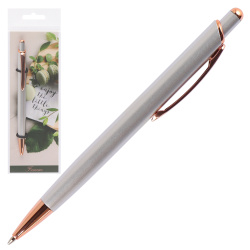 Ручка шариковая подарочная серебряный корпус нажимной механизм FIORENZO 232030 синяя пакет opp/подложка