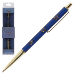 Ручка шариковая подарочная синий корпус с дизайном нажимной механизм FIORENZO Скарабей 232012 синяя картонный футляр