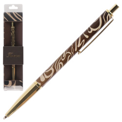 Ручка шариковая подарочная коричневый корпус с дизайном нажимной механизм FIORENZO Грация 232013 синяя картонный футляр
