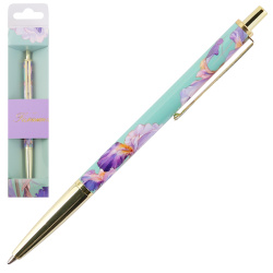 Ручка, шариковая, пишущий узел F (fine) 0,7 мм, корпус круглый, цвет чернил синий, Ирисы, FIORENZO, 253074