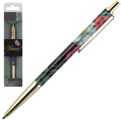 Ручка шариковая подарочная корпус с дизайном нажимной механизм FIORENZO Цветочный вернисаж 253076 синяя картонный футляр