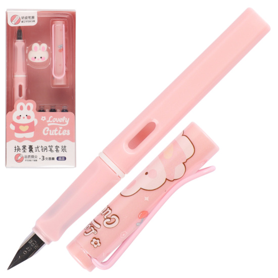 Ручка перо цвет корпуса розовый, цвет чернил синий Зайчик КОКОС 231036 Ka Ba Xiong