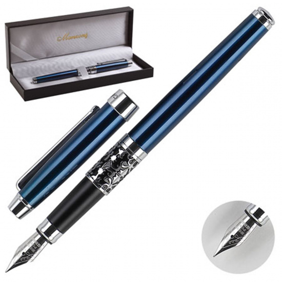Ручка перо подарочная, цвет корпуса синий Venezia Manzoni AP009F060610M