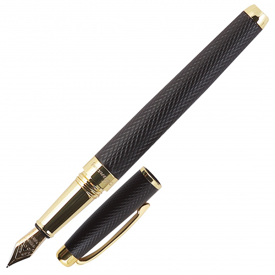 Ручка перо подарочная, F (fine) 0,7 мм, цвет корпуса темно-коричневый, цвет чернил синий Pozitano Manzoni MAPF-BG
