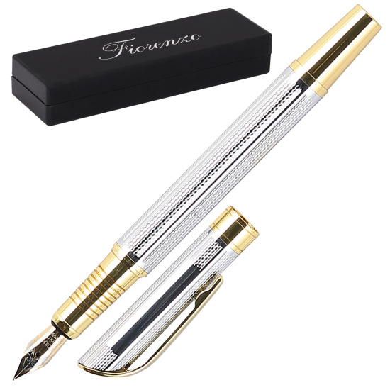 Ручка перо подарочная, цвет корпуса серебро заправляемая FIORENZO 184237