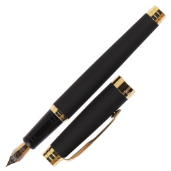 Ручка перо подарочная, цвет корпуса черный с золотой отделкой заправляемая FIORENZO 203542-2