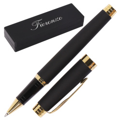 Ручка роллер, подарочная, F (fine) 0,8 мм, цвет корпуса черный с золотой отделкой FIORENZO 203542/1