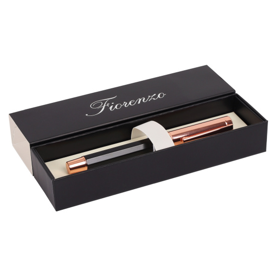 Ручка роллер, подарочная, F (fine) 0,7 мм, цвет корпуса черный/розовое золото FIORENZO 231467