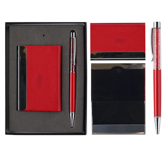 Набор подарочный 2 предмета, ручка шариковая, визитница, цвет красный KLERK 185332