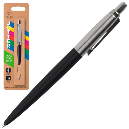 Ручка шариковая, пишущий узел M (medium) 1 мм, цвет чернил синий JOT ORIGINALS BLACK BP M.BLU BL1 Jotter Parker 2096873