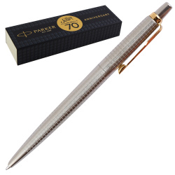 Ручка, шариковая, пишущий узел M (medium) 1 мм, цвет чернил черный, 70th Stainless Steel GT, Jotter, Parker, 2205613