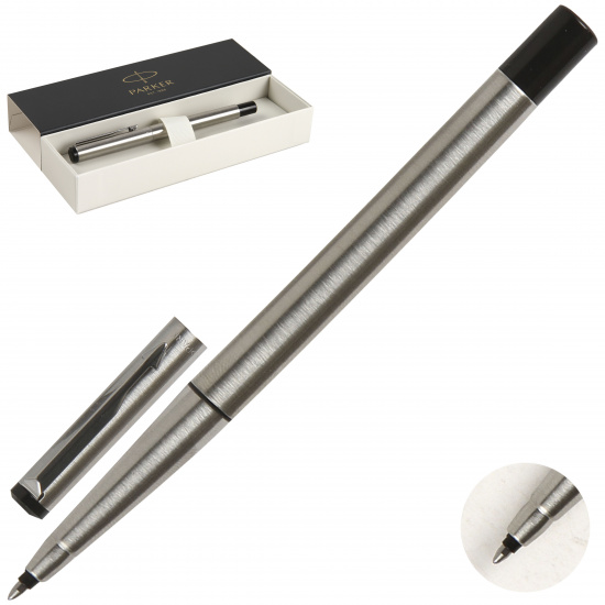 Ручка роллер, подарочная, M (medium) 0,7 мм, цвет корпуса серебряный Standart Stainless Steel Vector Parker 2025444