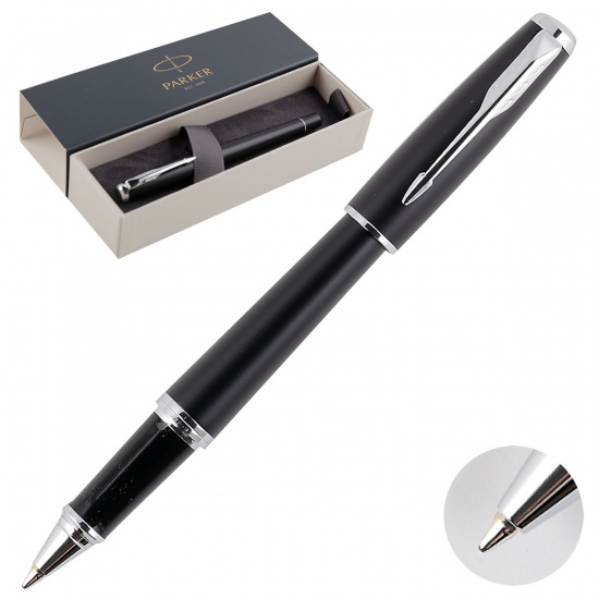 Ручка роллер, подарочная, F (fine) 0,8 мм, цвет корпуса черный Muted Black СТ Urban Parker 1931583