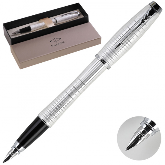 Ручка подарочная, F (fine) 0,8мм, цвет корпуса серебро Pearl Meta Urban Parker S0911430