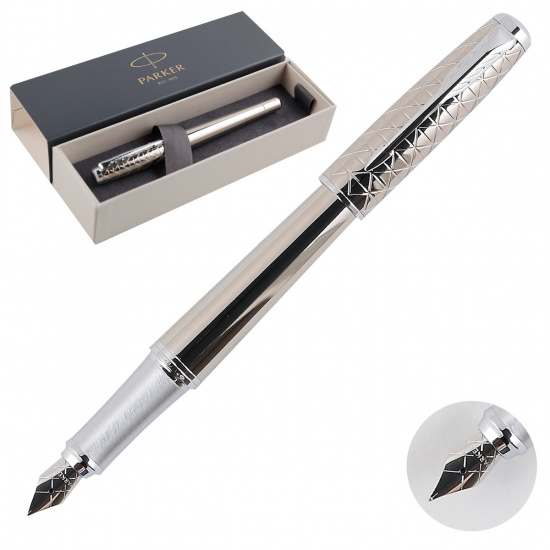 Ручка подарочная, F (fine) 0,8мм, цвет корпуса серебро Silver Powdered CT Urban Parker 1931595