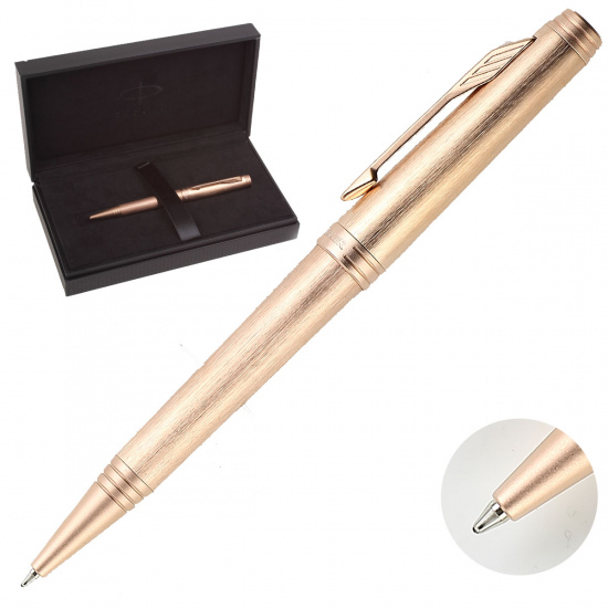 Ручка шариковая PARKER IM Premium Monochrome Pink Gold корпус латунь/позолота S0960830 черная