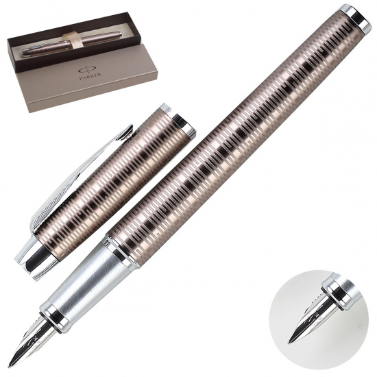 Ручка подарочная, пишущий узел F (fine) 0,8мм, цвет корпуса коричневый, упаковка подарочный футляр Parker 1906777