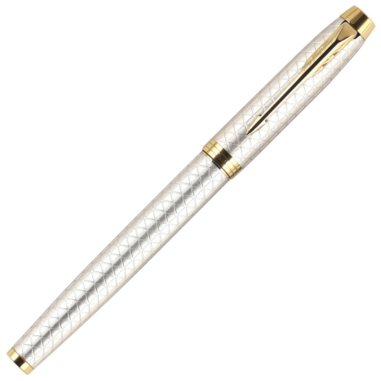 Ручка роллер, подарочная, F (fine) 0,8 мм, цвет корпуса серебро Shiny Chrome Chiselled CT IM Parker 1931686