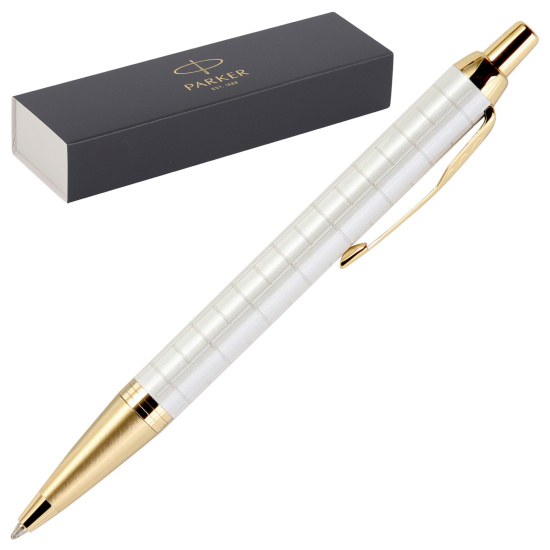 Ручка шариковая, пишущий узел M (medium) 1 мм, корпус круглый, цвет чернил синий Pearl GT IM Premium Parker 2143643
