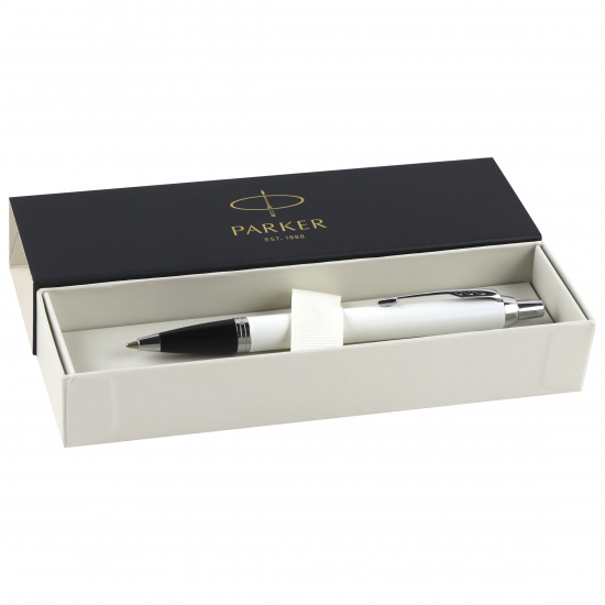 Ручка роллер, подарочная, M (medium) 1 мм, цвет корпуса белый IM Metal White CT Parker 1931675