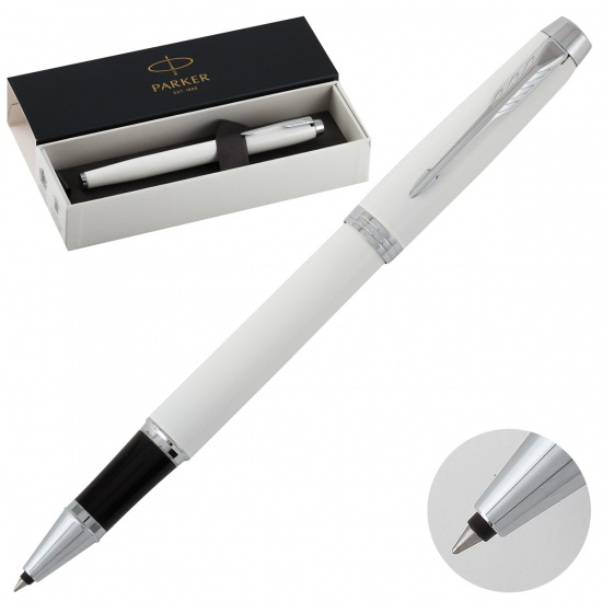 Ручка роллер, подарочная, F (fine) 0,8 мм, цвет корпуса белый IM Metal White CТ Parker 1931674