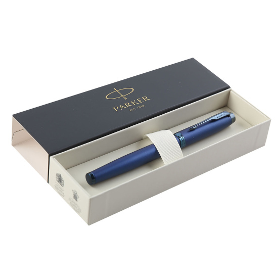 Ручка роллер, подарочная, F (fine) 0,5 мм, цвет корпуса синий Blue PVD F IM Monochrome F328 Parker 2172965