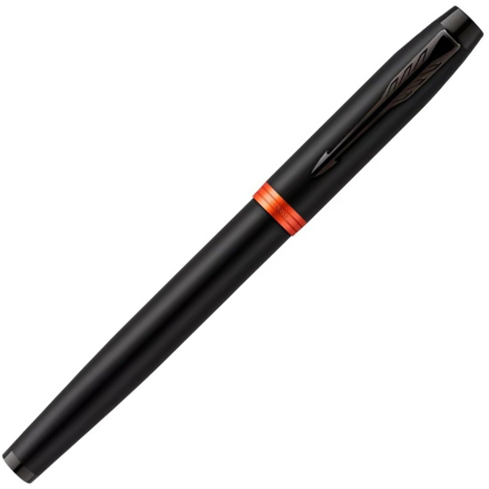 Ручка роллер, подарочная, F (fine) 0,5 мм, цвет корпуса черный Flame Orange PVD M IM Vibrant Rings T315 Parker CW2172945