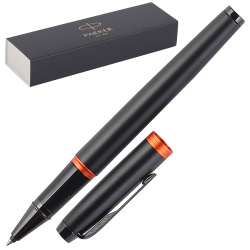 Ручка роллер, подарочная, F (fine) 0,5 мм, цвет корпуса черный Flame Orange PVD M Parker CW2172945