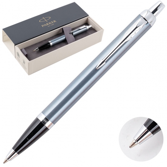Ручка подарочная, шариковая, пишущий узел M (medium) 1 мм, цвет чернил синий IM IM Metal Light Grey CT Parker 1931669