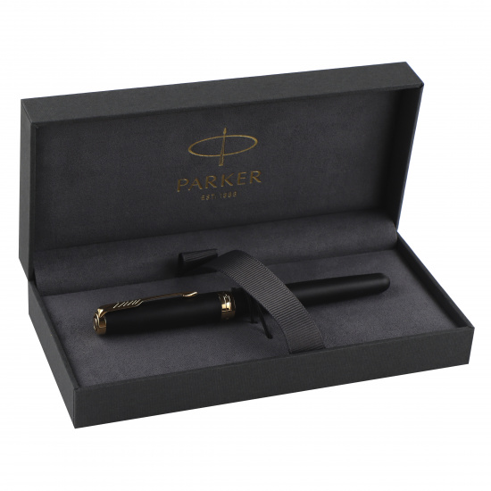 Ручка роллер, подарочная, F (fine) 0,8 мм, цвет корпуса черный Matte Black GT Sonnet Parker 1931518