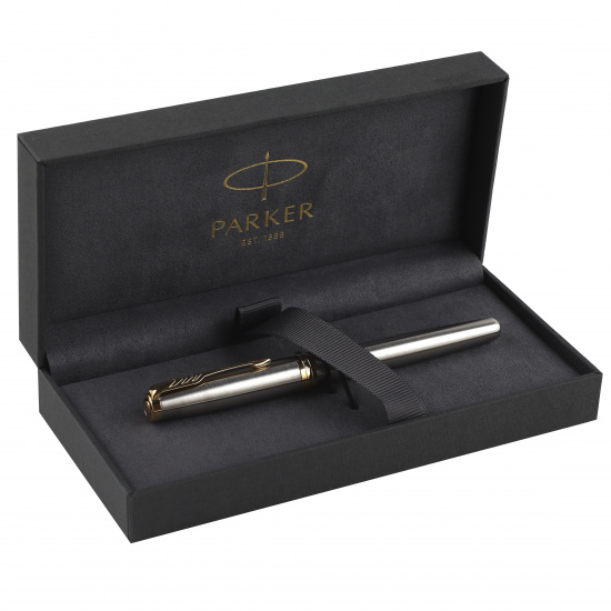 Ручка подарочная, F (fine) 0,8 мм, цвет корпуса серебро Stainless Steel GT Sonnet Parker 1931504