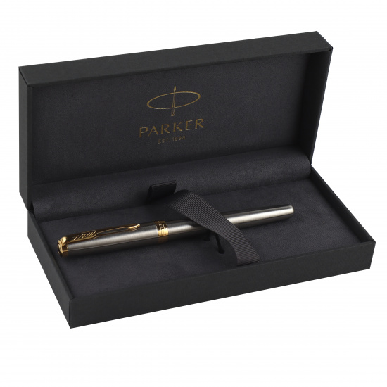 Ручка роллер, подарочная, F (fine) 0,8 мм, цвет корпуса серебро Stainless Steel GT Sonnet Parker 1931506
